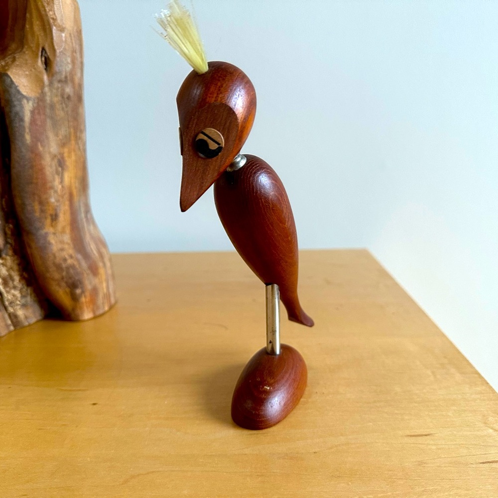MCM Vintage Teak Bird Corkscrew Bottle Opener. Scandi Barware